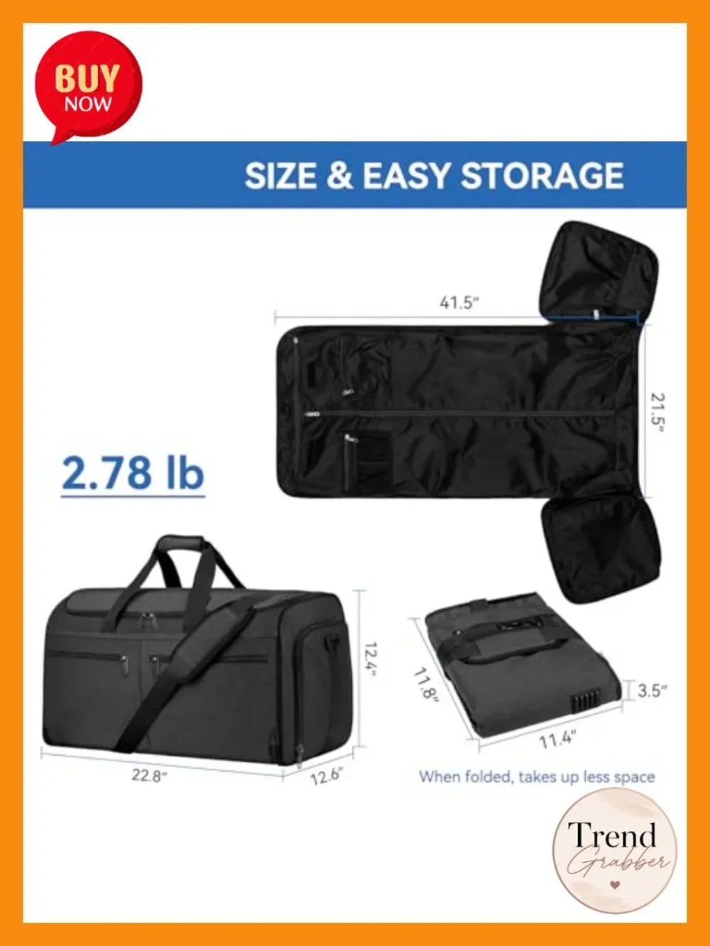 2-in-1 Convertible Garment Duffel Travel Bag for Suits & Shoes Carry On